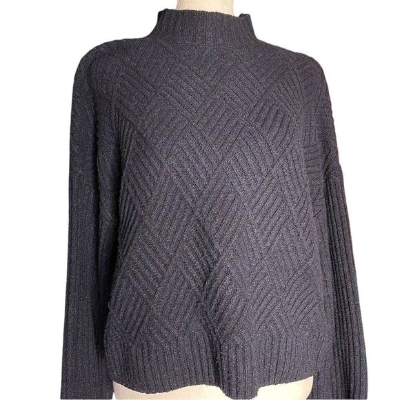 Forever 21 Dark Blue Knit Cross Diamond Pattern Stretchy Sweater Size S - Picture 1 of 9